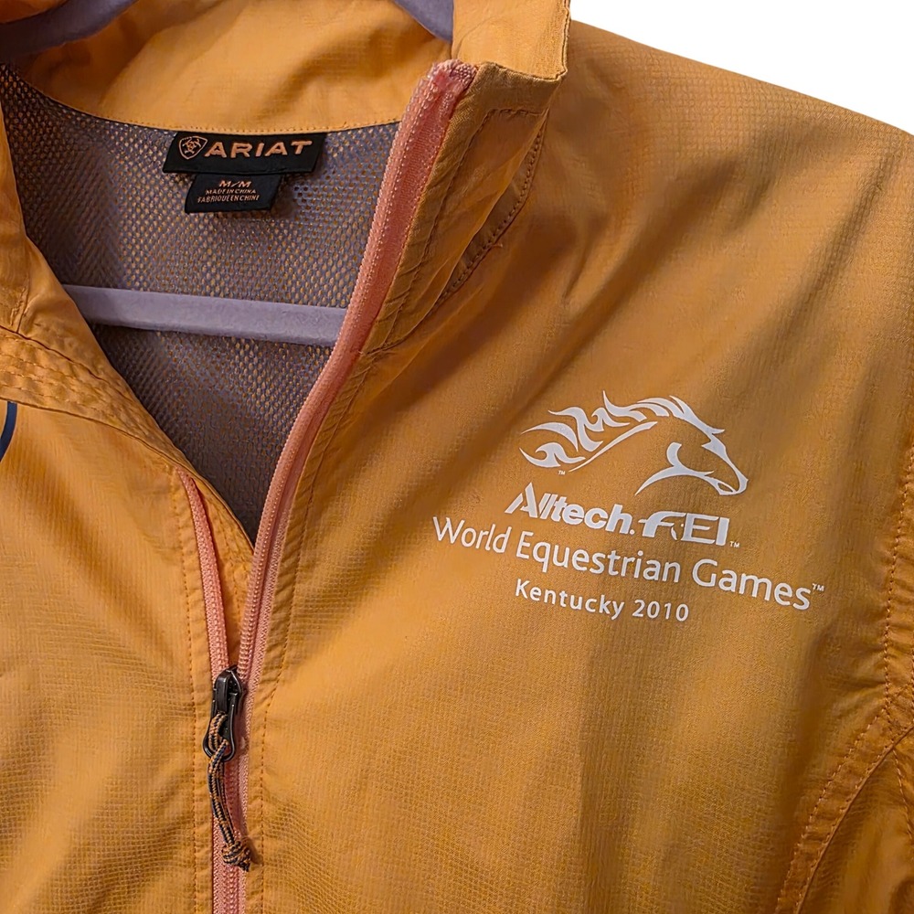 Ariat World Equestrian Games 2010 Event Staff Windbreaker Jacket Yellow Womens M - Picture 2 of 9